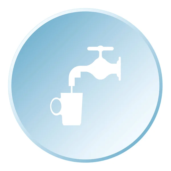 Icône illustrée isolée sur un fond - Eau du robinet et tasse — Image vectorielle