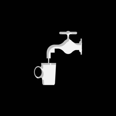 Resimli Simge Arka Planda İzole - Musluk Suyu ve Kupa