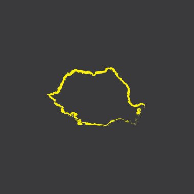 Siyah arka planda Romanya Ülke Şekli İllüstrasyon