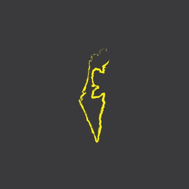 Siyah arka plan üzerinde İsrail Ülke Şekli İllüstrasyon