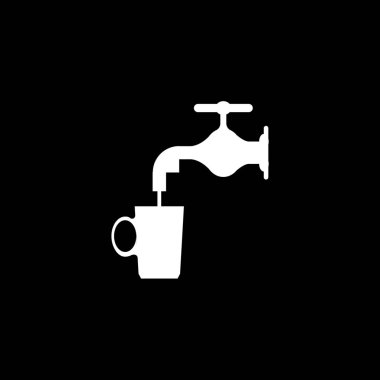 Resimli Simge Arka Planda İzole - Musluk Suyu ve Kupa