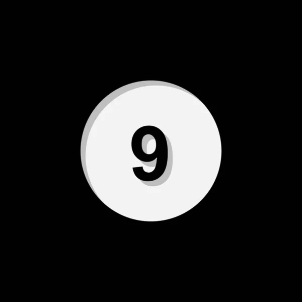 Icône illustrée isolée sur un fond - Cercle 9 rempli — Image vectorielle