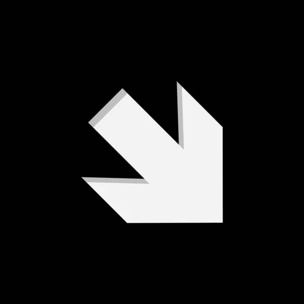 Icono ilustrado aislado en un fondo Flecha hacia abajo a la derecha — Vector de stock