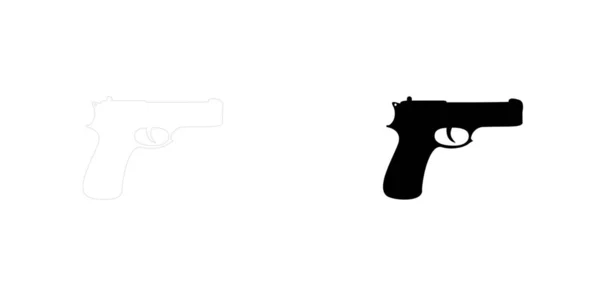 Icono ilustrado aislado sobre un fondo - Pistola — Archivo Imágenes Vectoriales