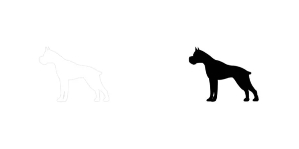 Icône illustrée isolée sur un fond - Pitbull Guard Dog — Image vectorielle