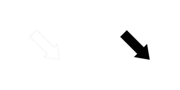 Icono ilustrado aislado sobre un fondo Flecha inferior derecha — Vector de stock