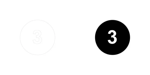 Icono ilustrado aislado sobre un fondo - Círculo 3 lleno — Archivo Imágenes Vectoriales