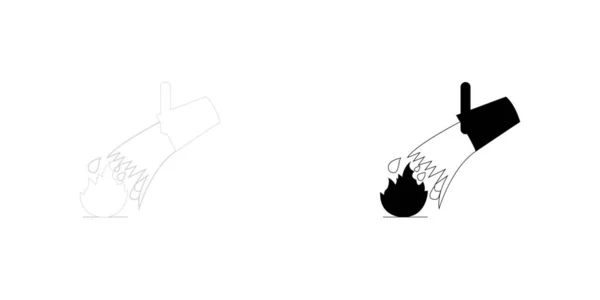 背景上隔离的插图图标 - 桶水和火焰 — 图库矢量图片