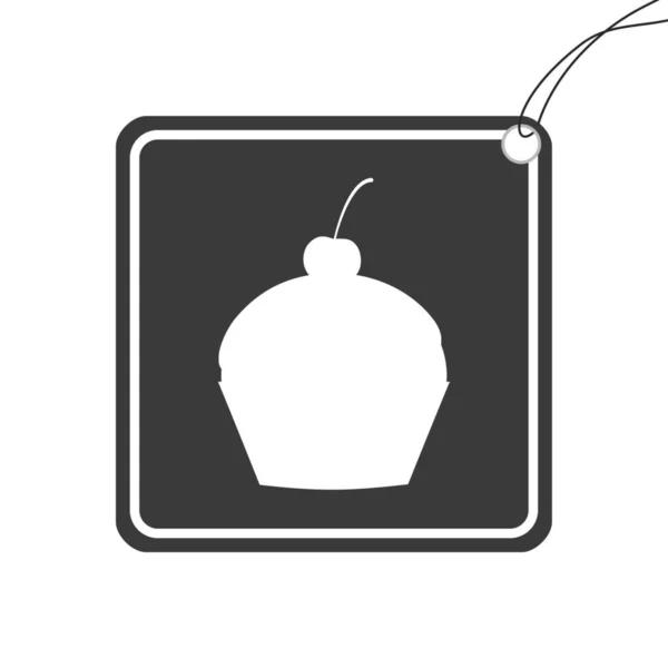 Ілюстрована ікона ізольована на тлі-кекс з вишнею — стоковий вектор