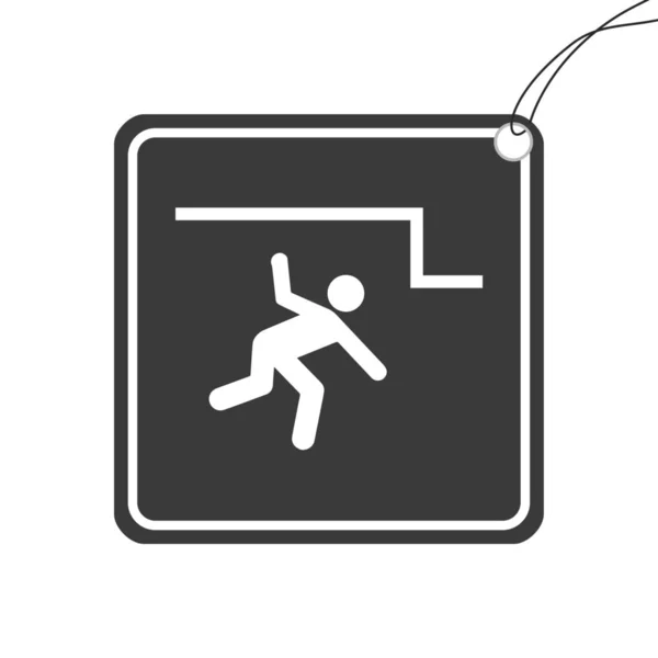 Icône illustrée isolée sur un fond - Attention au plafond bas — Image vectorielle