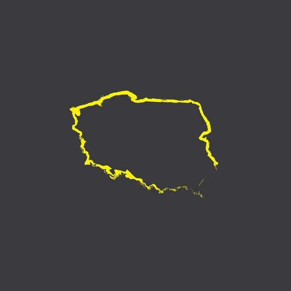 黒の背景にポーランドの国の形状のイラスト — ストックベクタ