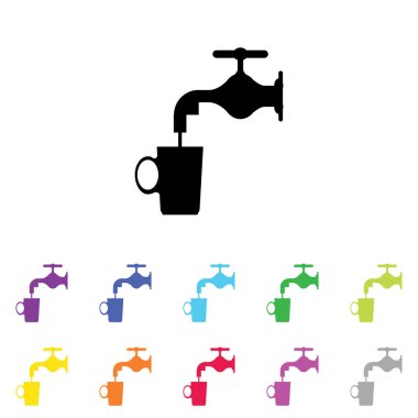 Beyaz Arka Plan'da bir dizi renkte Resimli Simge - 