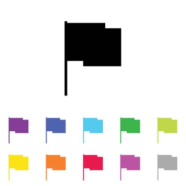 Beyaz Arka Plan'da bir dizi renkte Resimli Simge - 