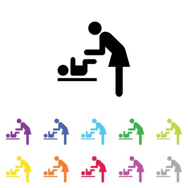 Beyaz Arka Plan'da bir dizi renkte Resimli Simge - 