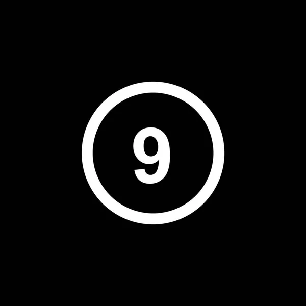 Ilustrowana ikona izolowane na tle-okrąg 9 zarys — Wektor stockowy