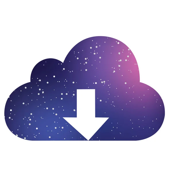 Icono ilustrado aislado sobre un fondo - Cloud Download — Vector de stock