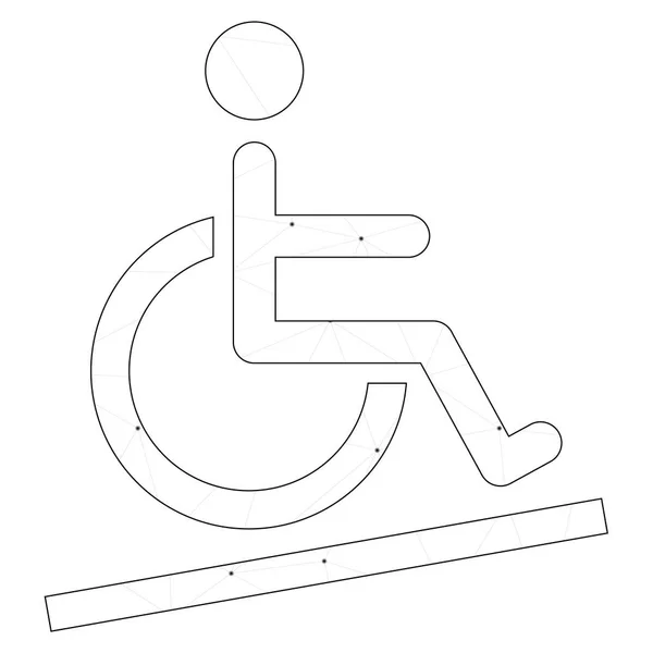 Icono ilustrado aislado sobre un fondo - Accesible silla de ruedas — Vector de stock