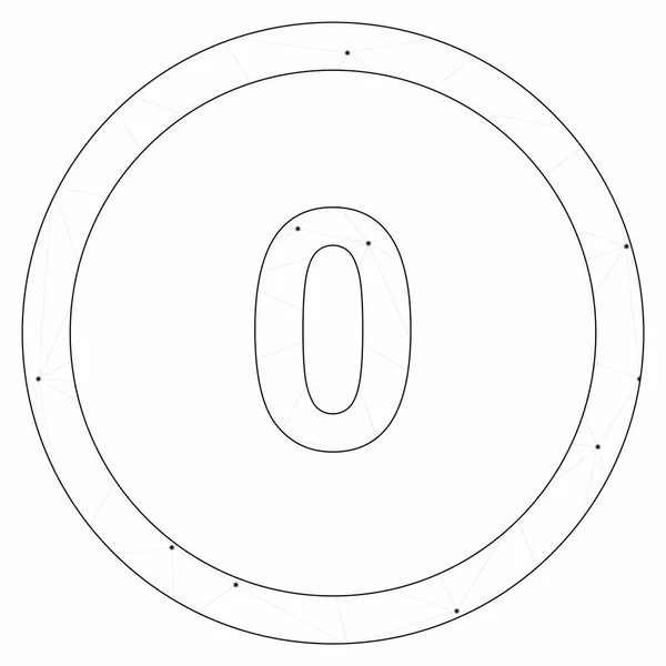 Icona illustrata isolata su uno sfondo - Circolo 0 Outline — Vettoriale Stock