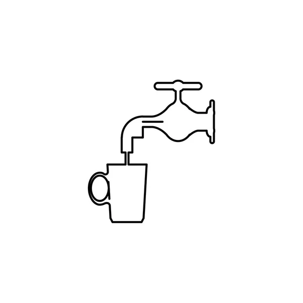 Geïllustreerd icoon geïsoleerd op een achtergrond-kraan water en beker — Stockvector
