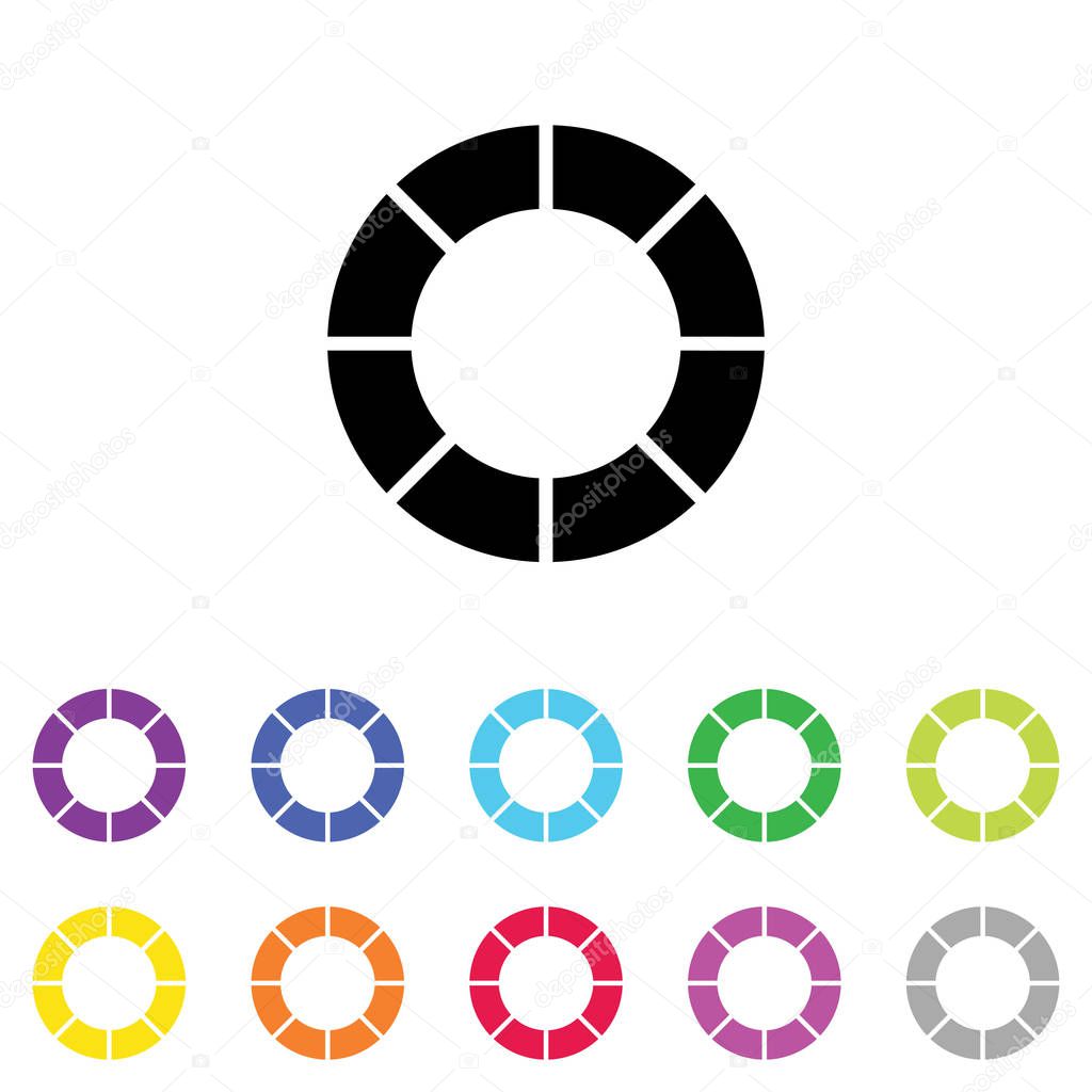 Illustrated Icon in an array of colours on a White Background - 