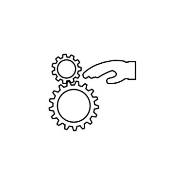 Resimli Simge Arka Planda İzole - Dişli El