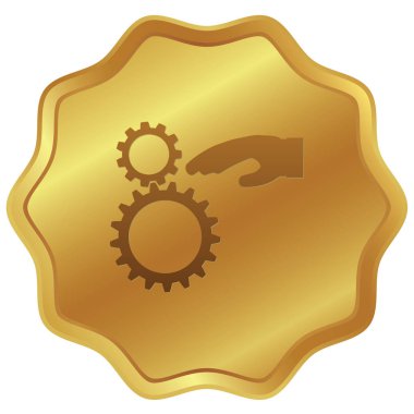 Resimli Simge Arka Planda İzole - Dişli El