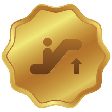 Resimli Simge Arka Planda İzole - Yürüyen Merdiven Yukarı