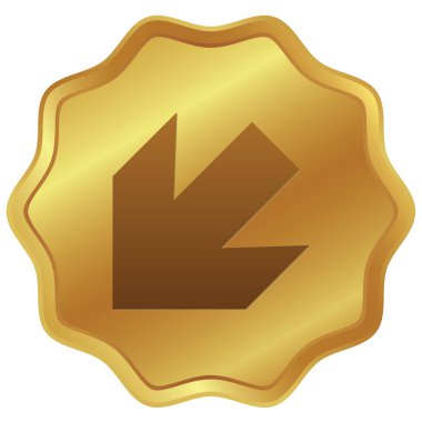 Resimli Simge Arka Planda İzole - Sol Aşağı Ok