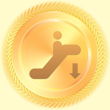 Resimli Simge Arka Planda İzole - Yürüyen Merdiven Aşağı