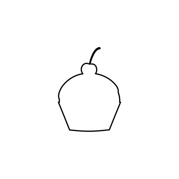Icono ilustrado aislado sobre un fondo - Cupcake con cereza — Archivo Imágenes Vectoriales