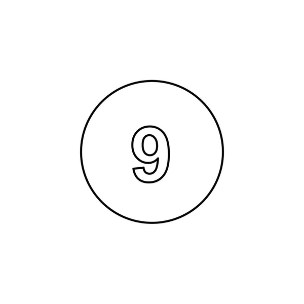 Ikona ilustrowana na białym tle-okrąg 9 wypełniony — Wektor stockowy