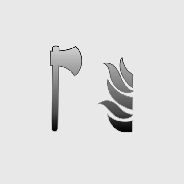 Ilustrované ikony izolované na pozadí-požární sekera — Stockový vektor