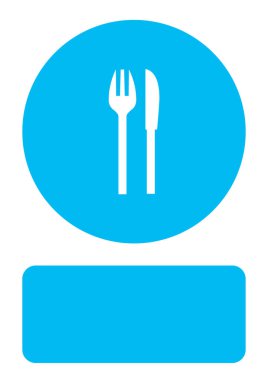 Resimli Simge Arka Planda İzole - Bıçak ve Çatal