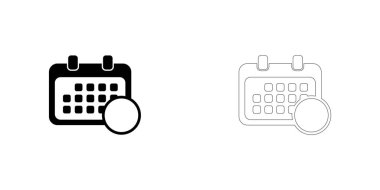 Resimli Simge Arka Planda İzole - Yuvarlak Takvim Emp