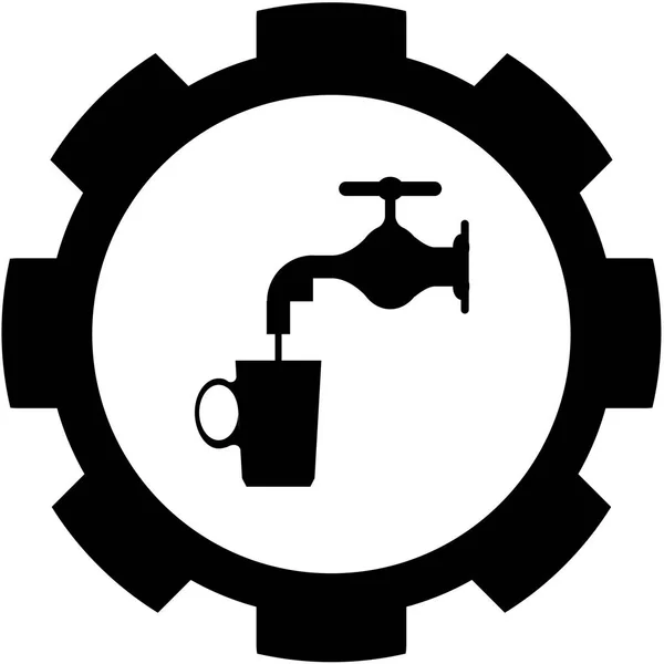 Ilustrowana ikona izolowane na tle-TAP wody i kubek — Wektor stockowy