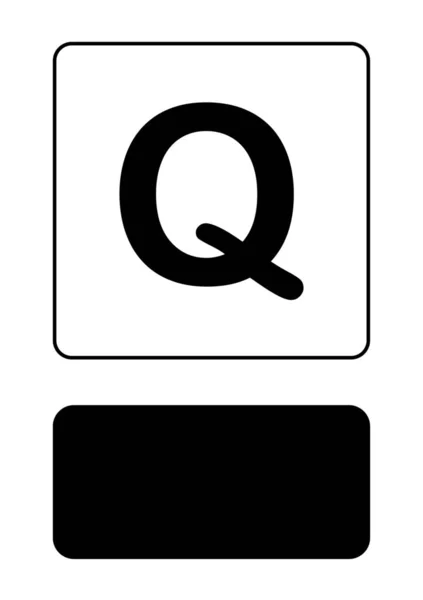 Icono ilustrado aislado sobre un fondo - Q — Vector de stock