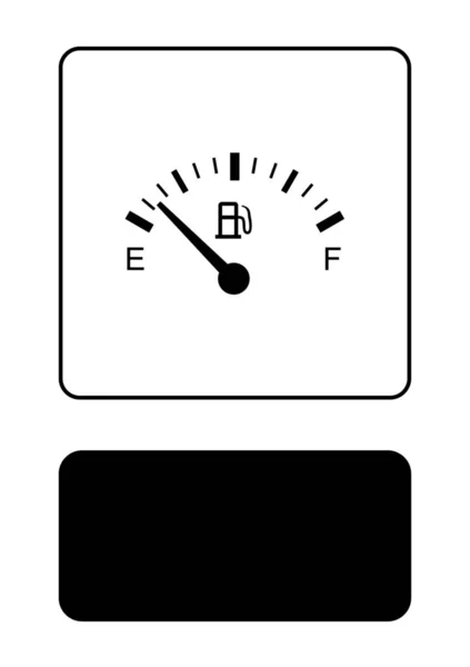 Ícone Ilustrado Isolado em Fundo - Esvaziado de Medidor de Gasolina — Vetor de Stock