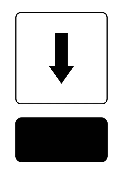 Ícone ilustrado isolado em um fundo Seta para baixo — Vetor de Stock