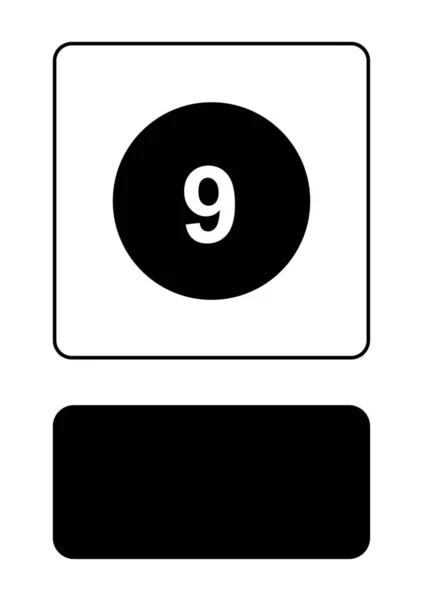 Icona illustrata isolata su uno sfondo - Circolo 9 Riempito — Vettoriale Stock