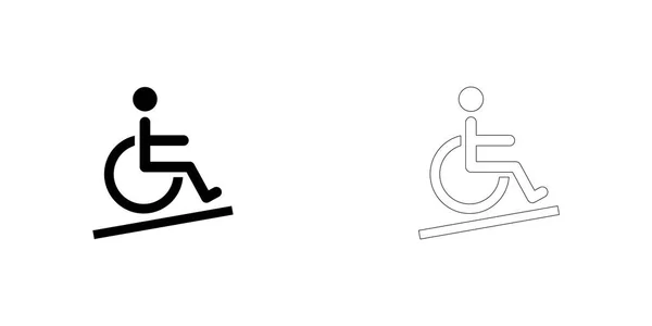 Icono ilustrado aislado sobre un fondo - Accesible silla de ruedas — Vector de stock