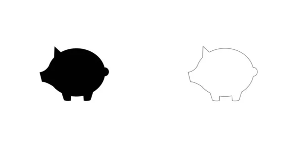 Icono ilustrado aislado sobre un fondo - Piggy Bank — Vector de stock