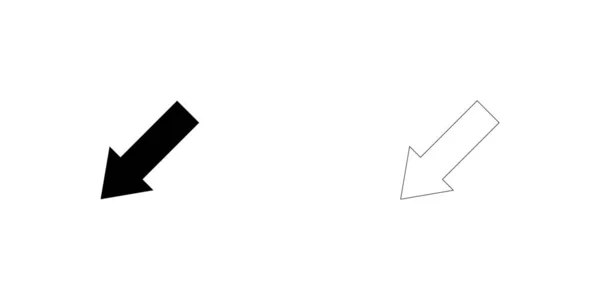 Ilustrowana ikona na białym tle-Dolna Strzałka w lewo — Wektor stockowy