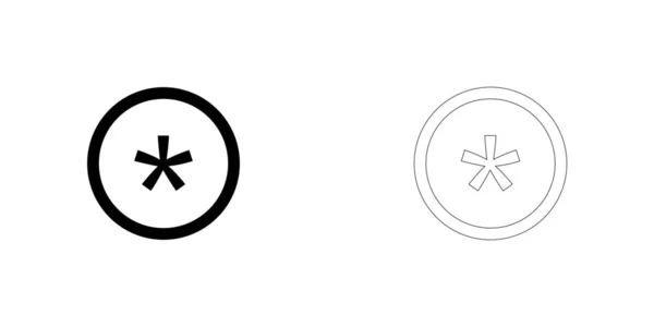 Icona illustrata isolata su uno sfondo - Circle Asterisk Outl — Vettoriale Stock