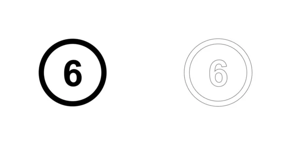 Ilustrované ikony izolované na pozadí-kruh 6 obrys — Stockový vektor