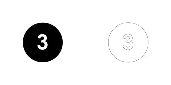 Ilustrované ikony izolované na pozadí – kruh 3 vyplněný — Stockový vektor