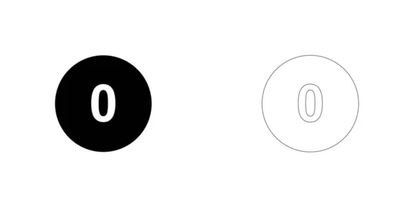Ilustrované ikony izolované na pozadí – kruh 0 vyplněný — Stockový vektor