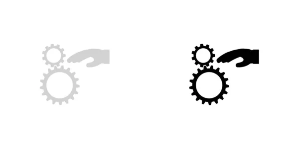 Icona illustrata isolata su sfondo - Mano con Cogs — Vettoriale Stock