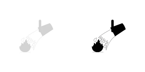Icône illustrée isolée sur un fond - seau d'eau et Fla — Image vectorielle
