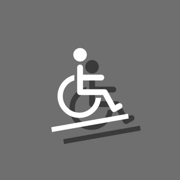 Icône illustrée isolée sur un fond - Accessible en fauteuil roulant — Image vectorielle