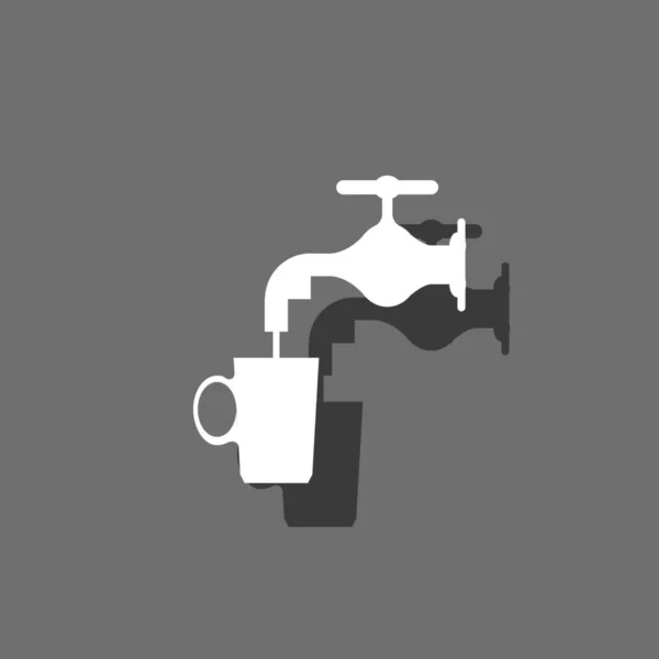 Icona illustrata isolata su uno sfondo - Acqua di rubinetto e tazza — Vettoriale Stock